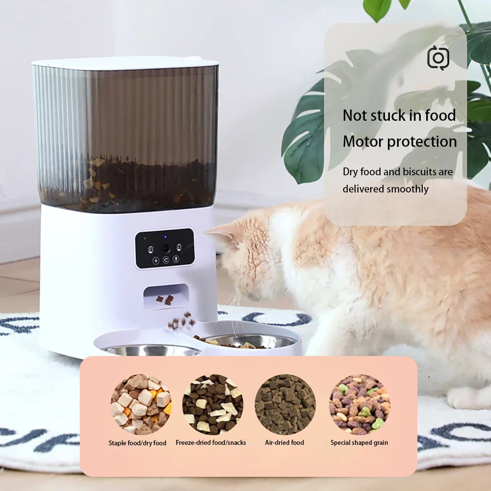 5L Smart Automatic Pet Feeder with Camera & Voice – Double Bowls for Cats & Dogs