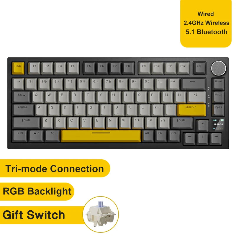 Ajazz AK820/AK820Pro Bluetooth 5.1/Wireless/C-Wired Customized Gaming Keyboard.