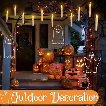 12-120Pcs Floating LED Flameless Candles with Wand – Hanging Flickering Lights for Halloween & Christmas Decor