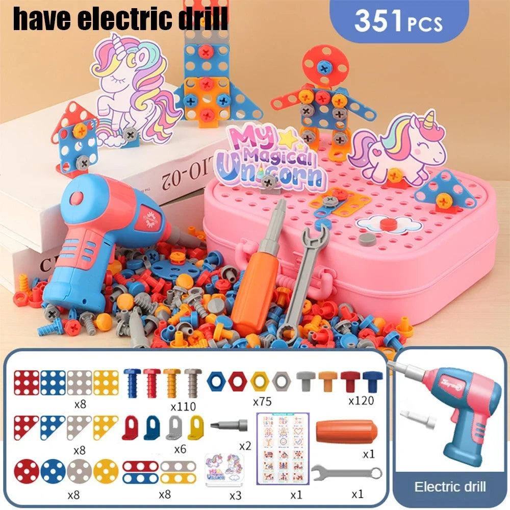 Kids Tool Set – Electric Drill & 3D Puzzle Pretend Play Educational Toy