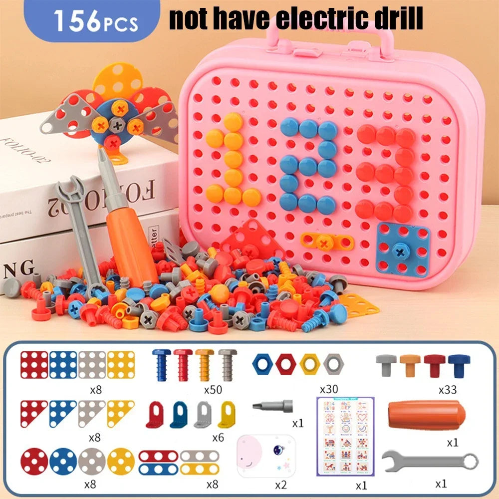 Kids Tool Set – Electric Drill & 3D Puzzle Pretend Play Educational Toy