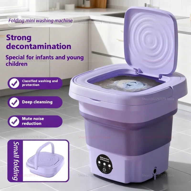 8L Portable Foldable Mini Washing Machine With Spin Dryer