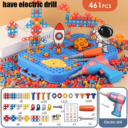 Kids Tool Set – Electric Drill & 3D Puzzle Pretend Play Educational Toy