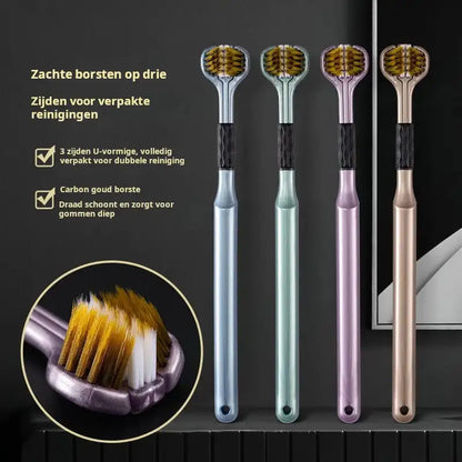 4pcs 3D Stereo -Three-Sided Toothbrush & Tongue Scraper