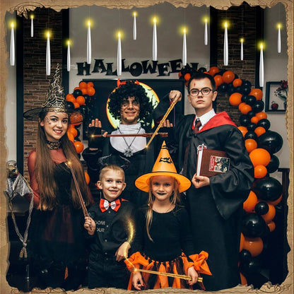 12-120Pcs Floating LED Flameless Candles with Wand – Hanging Flickering Lights for Halloween & Christmas Decor