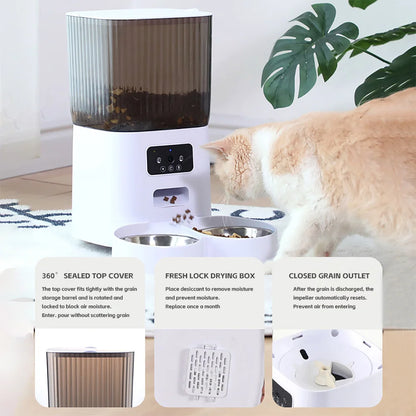 5L Smart Automatic Pet Feeder with Camera & Voice – Double Bowls for Cats & Dogs