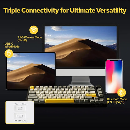 Ajazz AK820/AK820Pro  Bluetooth 5.1/Wireless/C-Wired Customized Gaming  Keyboard.