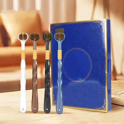 4pcs 3D Stereo -Three-Sided Toothbrush & Tongue Scraper