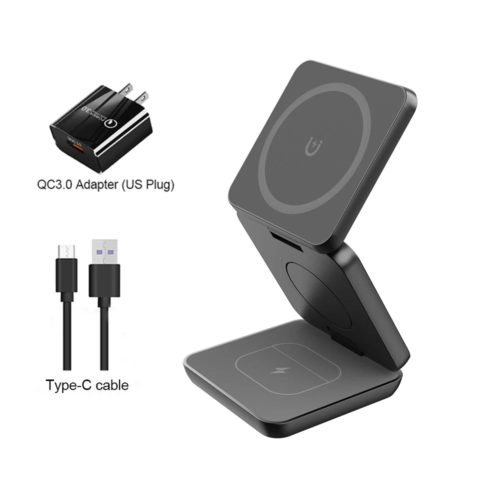 Magnetic Wireless 3 in 1 Foldable Wireless Charging Station