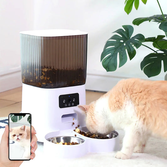 5L Smart Automatic Pet Feeder with Camera & Voice – Double Bowls for Cats & Dogs