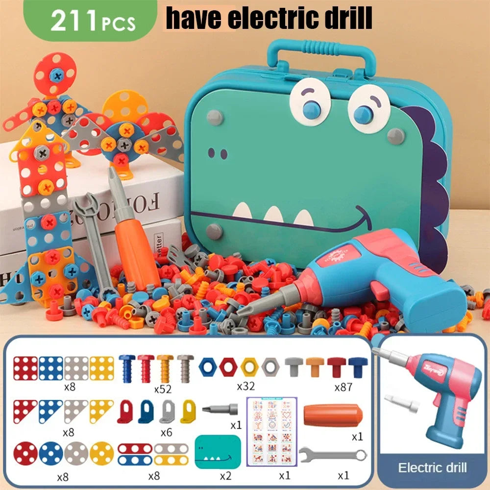 Kids Tool Set – Electric Drill & 3D Puzzle Pretend Play Educational Toy