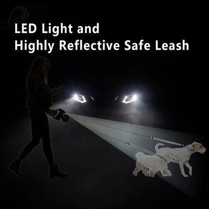 Retractable Dual Dog Leash with LED Light