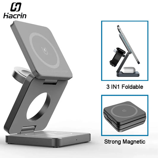 Magnetic Wireless 3 in 1 Foldable Wireless Charging Station