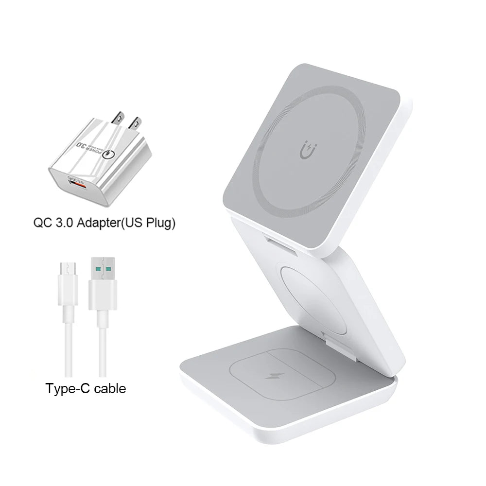 Magnetic Wireless 3 in 1 Foldable Wireless Charging Station