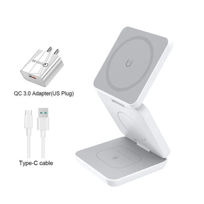Magnetic Wireless 3 in 1 Foldable Wireless Charging Station