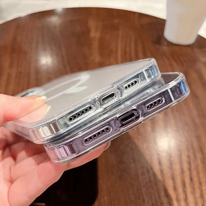 For Magsafe Magnetic Transparent Case For iPhone 11 12 13 14 15 16 17 Air Pro Max Plus Mini Shockproof PC Cover