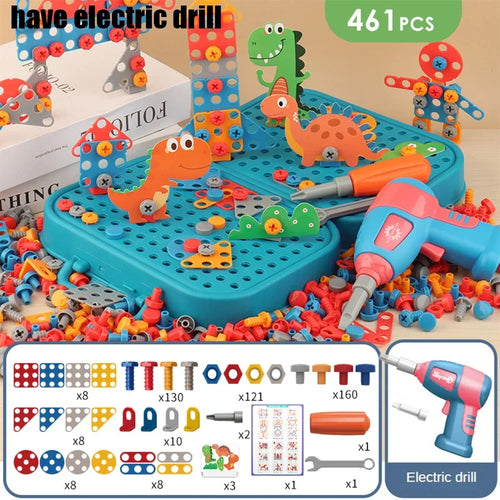 Kids Tool Set – Electric Drill & 3D Puzzle Pretend Play Educational Toy