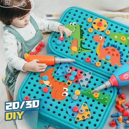 Kids Tool Set – Electric Drill & 3D Puzzle Pretend Play Educational Toy