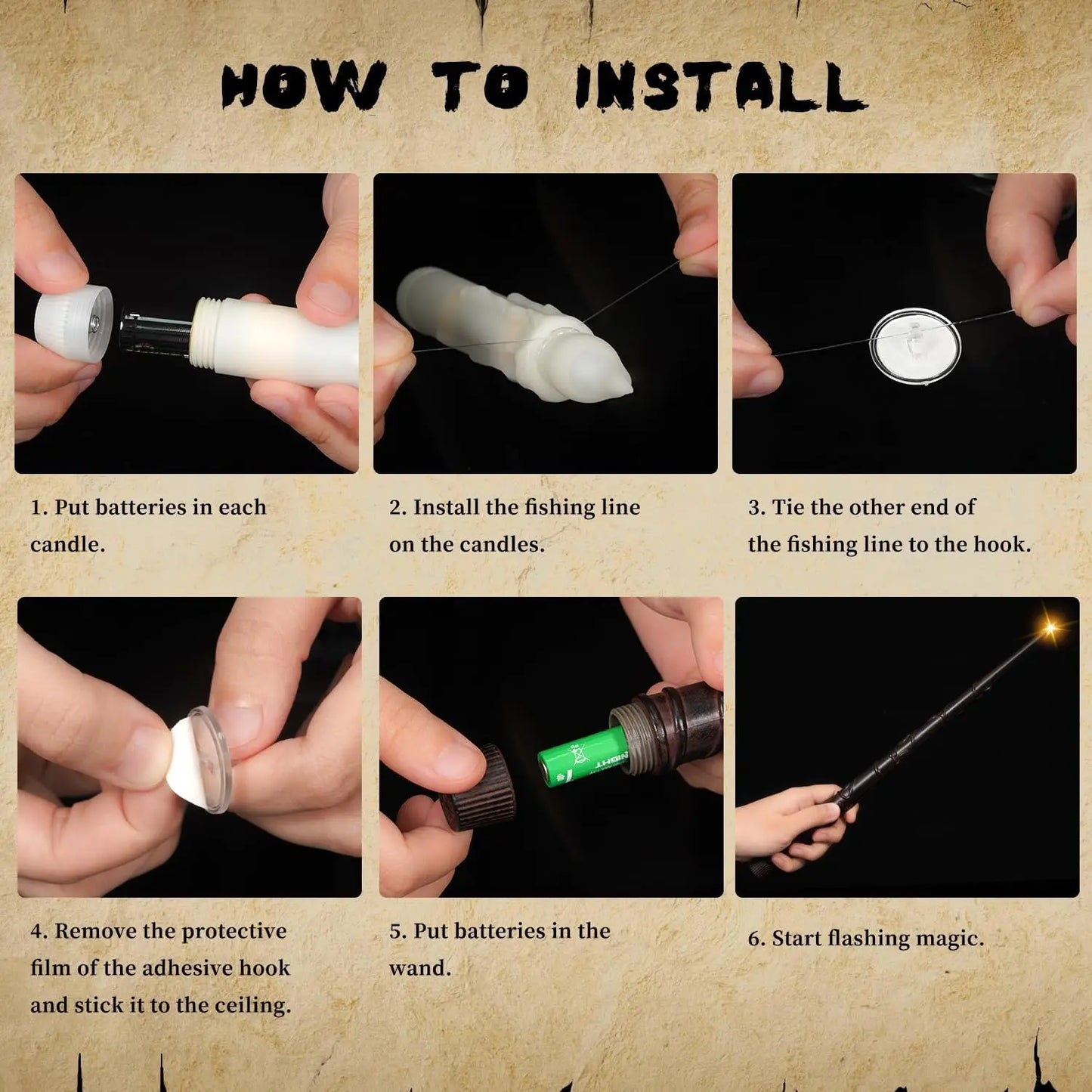 12-120Pcs Floating LED Flameless Candles with Wand – Hanging Flickering Lights for Halloween & Christmas Decor