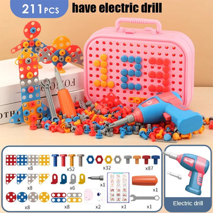 Kids Tool Set – Electric Drill & 3D Puzzle Pretend Play Educational Toy