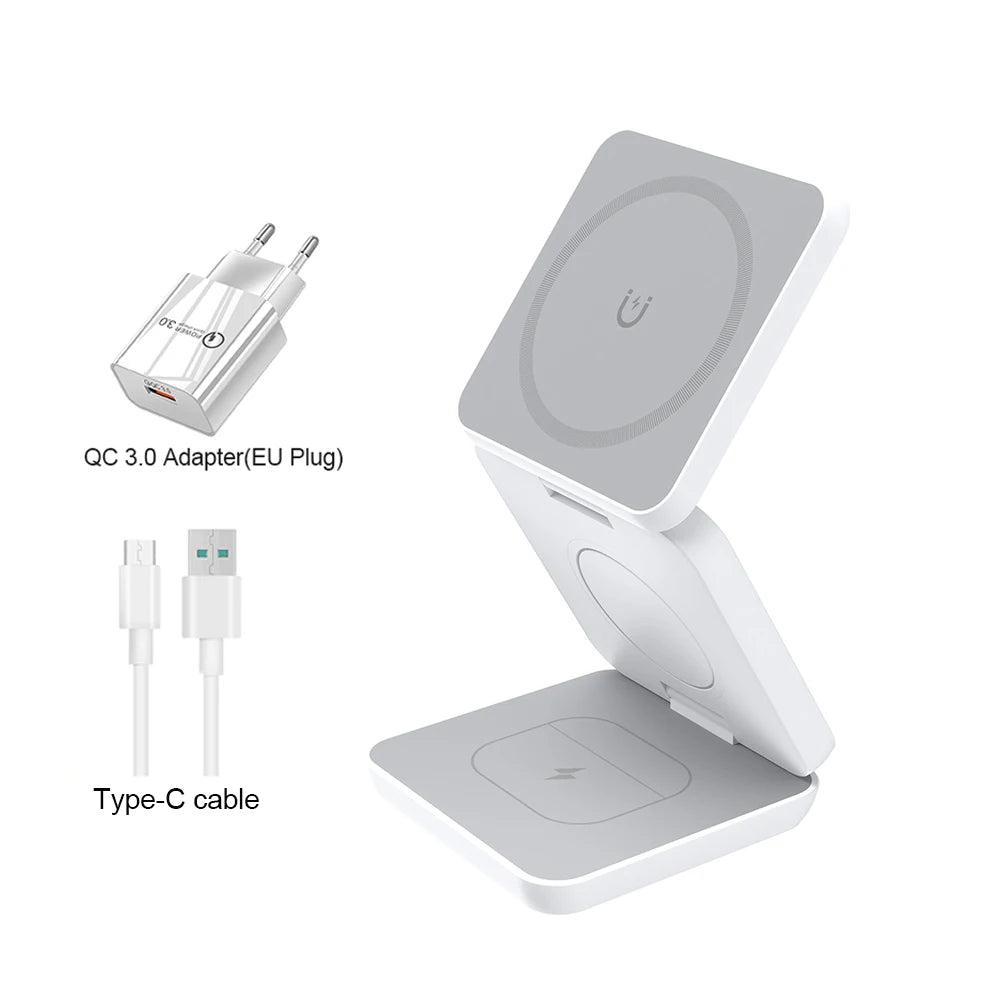 Magnetic Wireless 3 in 1 Foldable Wireless Charging Station