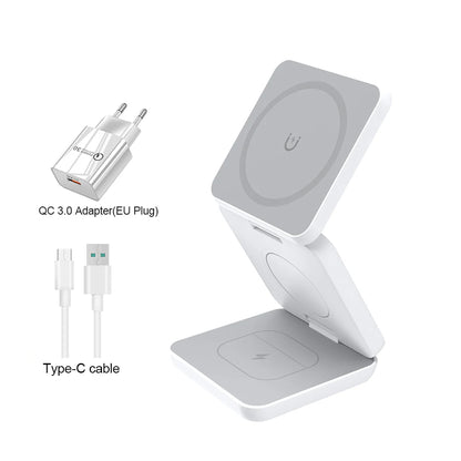 Magnetic Wireless 3 in 1 Foldable Wireless Charging Station