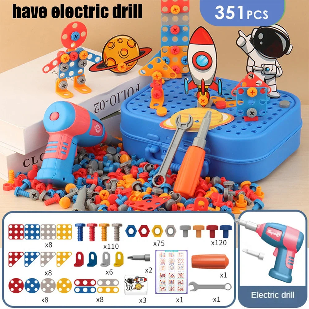 Kids Tool Set – Electric Drill & 3D Puzzle Pretend Play Educational Toy