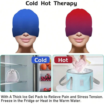 Migraine Relief Ice Hat – Gel Cold Therapy Cap & Eye Mask for Headache Pain