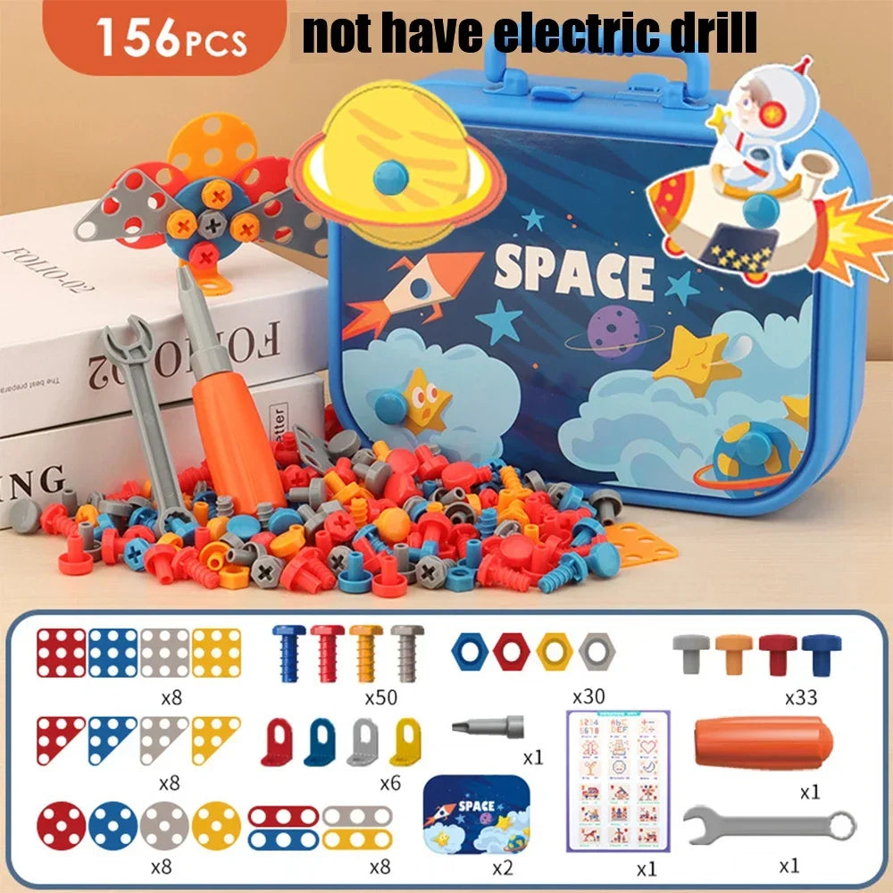 Kids Tool Set – Electric Drill & 3D Puzzle Pretend Play Educational Toy