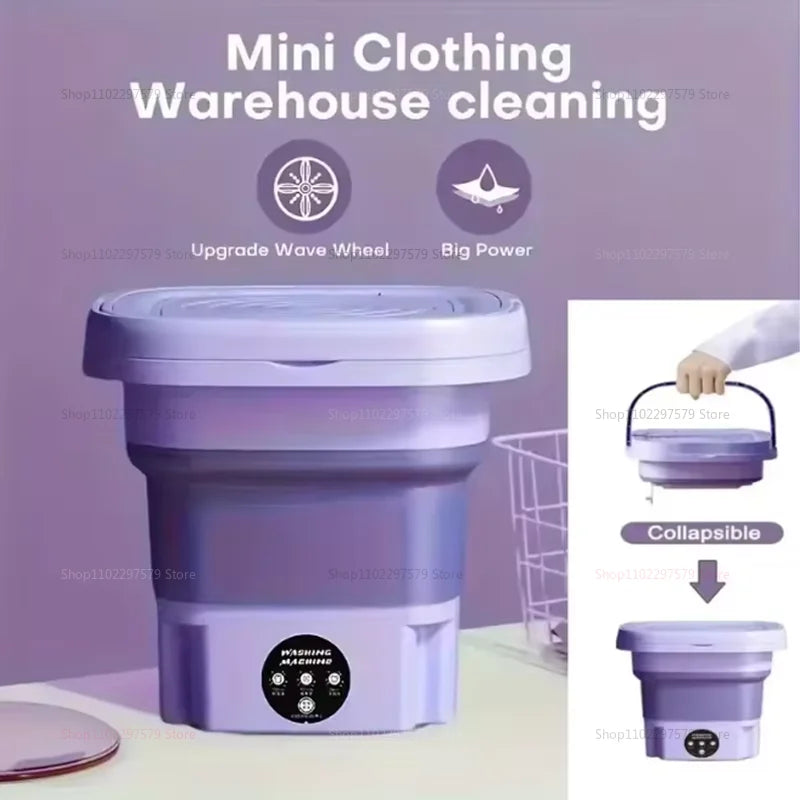8L Portable Foldable Mini Washing Machine With Spin Dryer